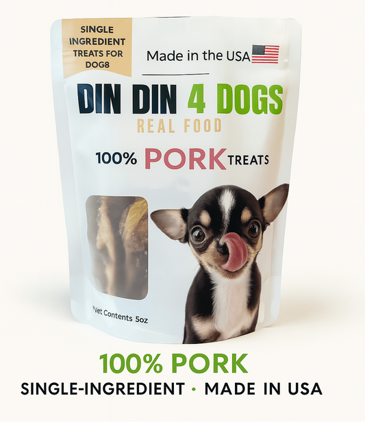 100% Pork Dog Treats, 5 Ounce Bag, Single Ingredient, High Protein